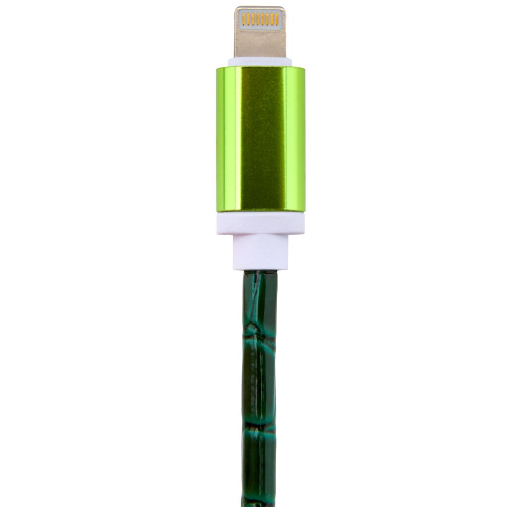 Кабель USB - Lightning 1м Gr (кожа) зеленый / Retail - Изображение 2