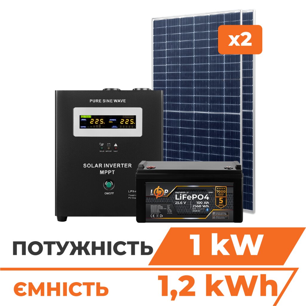 Комплект СЕС 1kW АКБ 1.2kWh (літій)100 Ah Преміум - Изображение 1