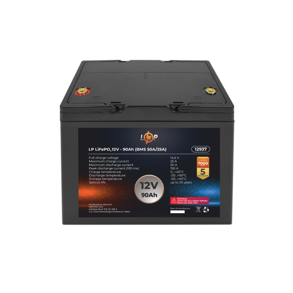 Аккумулятор LP LiFePO4 12V (12,8V) - 90 Ah (1152Wh) (BMS 50A/25A) пластик - Изображение 4
