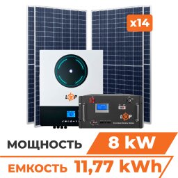 Комплект СЭС 8 кВт АКБ11.7kWh (литий) 230 Ah Премиум