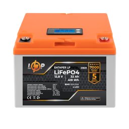 Акумулятор LP LiFePO4 12,8V - 32 Ah (410Wh) (BMS 50А/25A) пластик LCD null