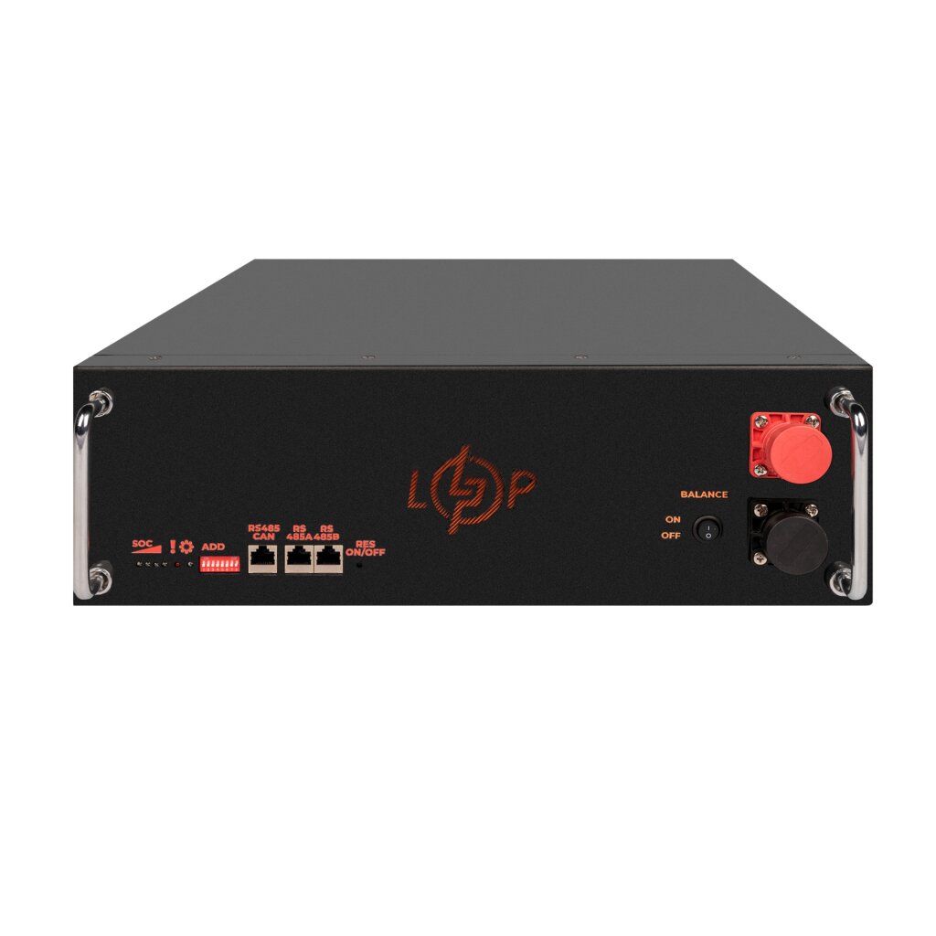 Акумулятор LP LiFePO4 51,2V - 100 Ah (5120Wh) (BMS SP 100A/50А) RM RS485/CAN LCD BL - Изображение 2
