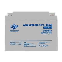 Акумулятор мультигелевый AGM LPM-MG 12V - 26 Ah под болт М5