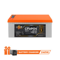 Аккумулятор LP LiFePO4 LCD 24V (25,6V) - 230 Ah (5888Wh) (BMS 150A/75A) пластик 